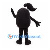 Monster Mascot Costume in Black with Pigtails and White Face