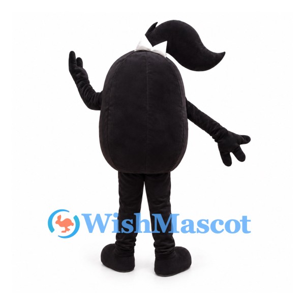 Monster Mascot Costume in Black with Pigtails and White Face