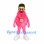 Monster Mascot Costume in Pink with Black Glasses and Gold Medal