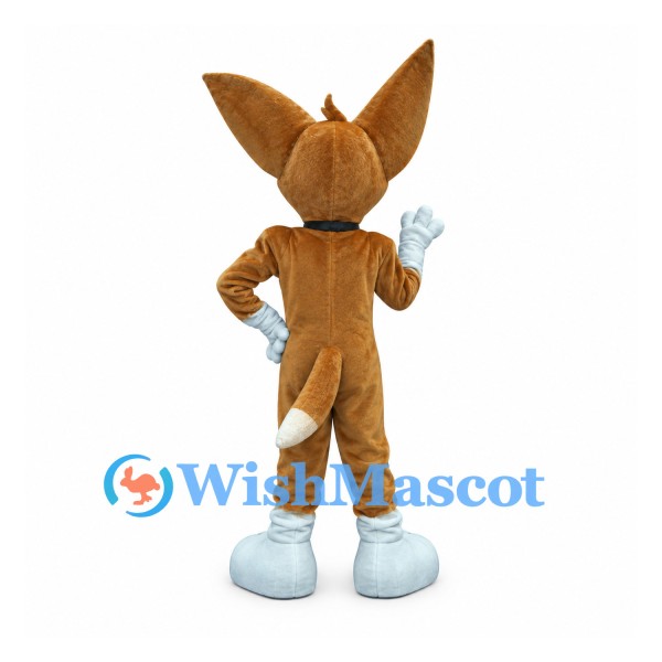 Fox Mascot Costume in Brown with Oversized Ears and White Paws