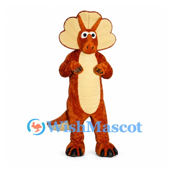 Dinosaur Mascot Costume in Brown with Cream Frill and Belly