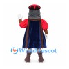 Man Mascot Costume with Long Black Beard and Red Medieval Robe