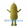 Pickle Mascot Costume in Olive Green with Raised Bumps and Smiling Face