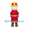 King Mascot Costume with White Beard and Red Gold Crown