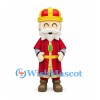 King Mascot Costume with White Beard and Red Gold Crown