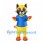 Cat Mascot Costume in Yellow with Blue Shirt and Orange Paws
