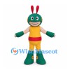 Grasshopper Mascot Costume with Green Head and Yellow Body