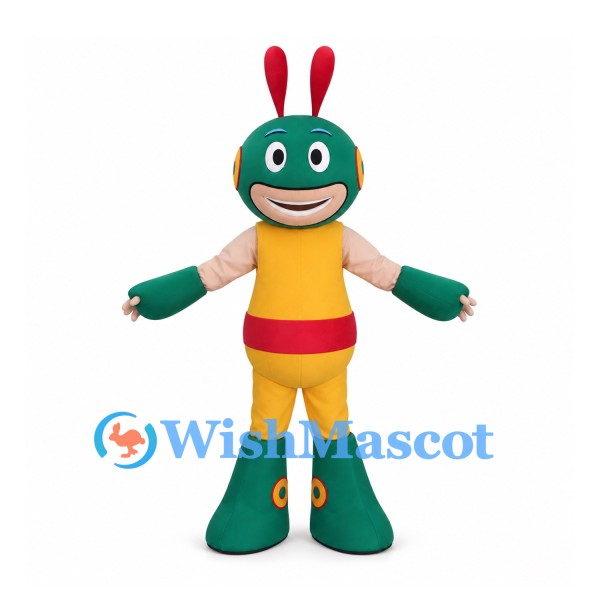 Grasshopper Mascot Costume with Green Head and Yellow Body