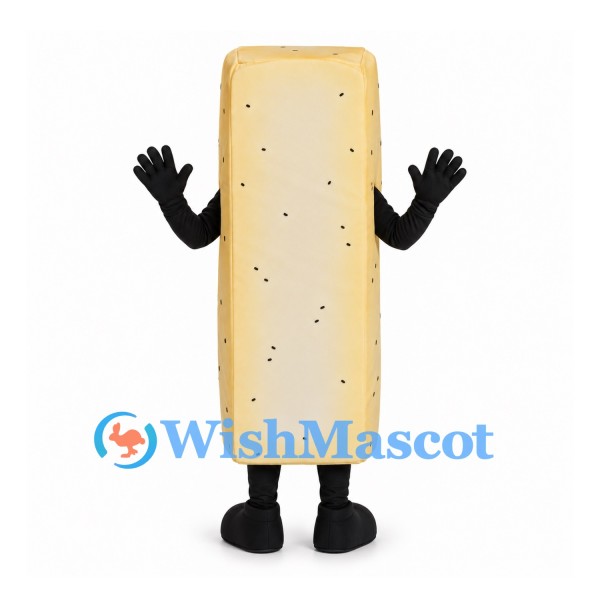 Cracker Mascot Costume in Cream with Long Rectangular Body
