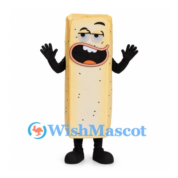 Cracker Mascot Costume in Cream with Long Rectangular Body