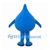 Water Drop Mascot Costume in Blue with Smiling Face