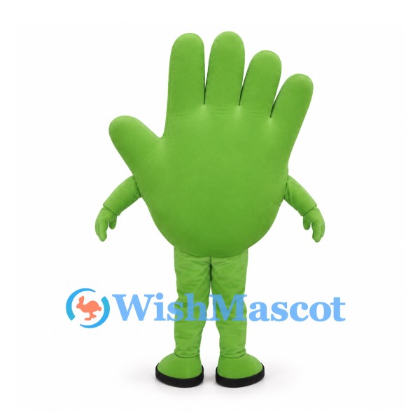 Hand Mascot Costume in Green with Smiling Palm