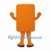 Block Mascot Costume in Orange with Smiling Face