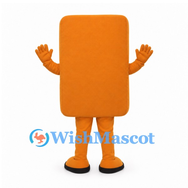 Block Mascot Costume in Orange with Smiling Face