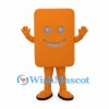 Block Mascot Costume in Orange with Smiling Face