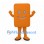 Block Mascot Costume in Orange with Smiling Face