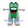 Battery Mascot Costume with Silver Body and Green Face