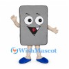 Tablet Mascot Costume in Gray with Large Eyes and Blue Shoes