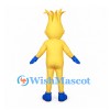 Flame Mascot Costume in Yellow with Blue Gloves and Boots