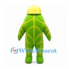 Leaf Mascot Costume in Green with Yellow Hard Hat