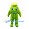 Leaf Mascot Costume in Green with Yellow Hard Hat