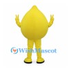 Water Drop Mascot Costume in Yellow with Smiling Face