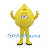 Water Drop Mascot Costume in Yellow with Smiling Face