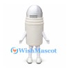 Trash Can Mascot Costume in White with Silver Dome Lid