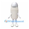Trash Can Mascot Costume in White with Silver Dome Lid