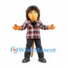 Lion Mascot Costume with Red Checkered Shirt and Black Pants