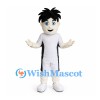 Boy Mascot Costume with Black Spiky Hair and White Sports Uniform
