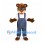 Bear Mascot Costume with Navy Overalls and White Shirt