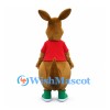 Kangaroo Mascot Costume with Red Shirt and Green Sneakers