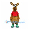 Kangaroo Mascot Costume with Red Shirt and Green Sneakers
