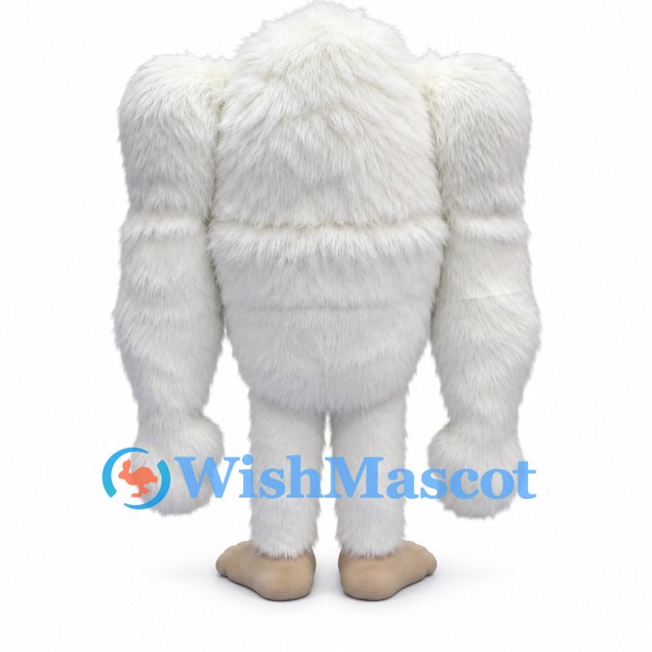 Yeti Mascot Costume in White with Square Body and Long Arms
