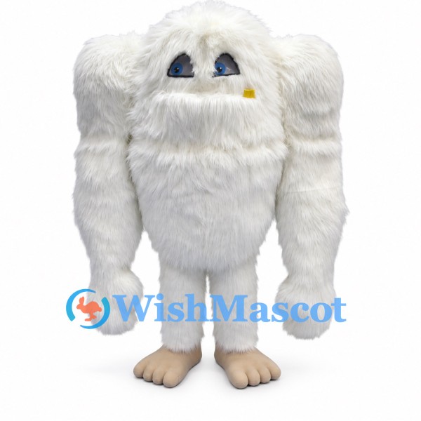 Yeti Mascot Costume in White with Square Body and Long Arms