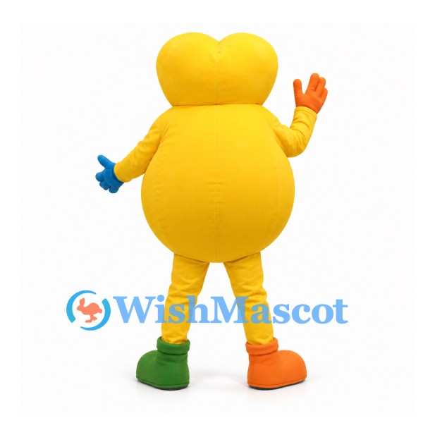 Monster Mascot Costume in Yellow with Belly Face and Mismatched Boots