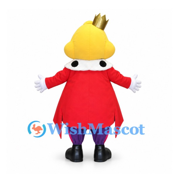 Clown Mascot Costume with Gold Crown and Red Tailcoat