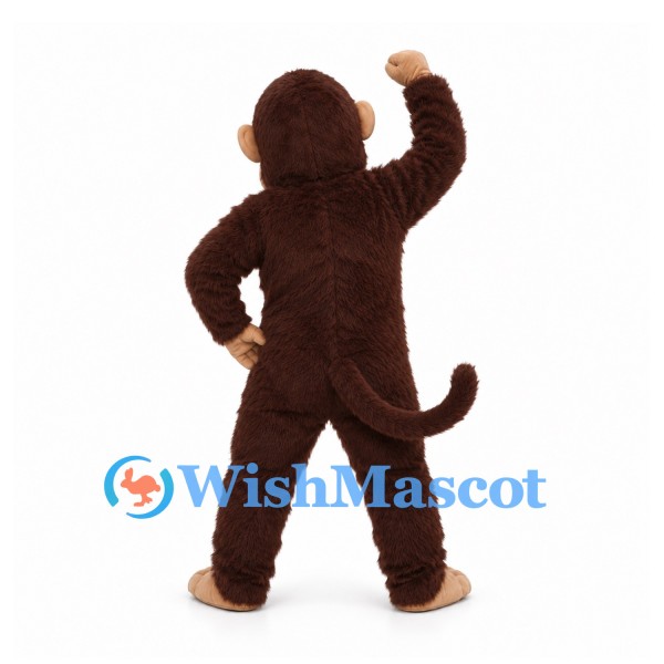Monkey Mascot Costume in Dark Brown with Beige Face and Tail