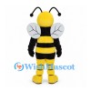 Bee Mascot Costume with Yellow Face and Veined White Wings