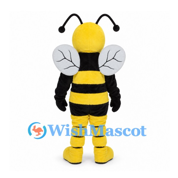 Bee Mascot Costume with Yellow Face and Veined White Wings