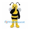 Bee Mascot Costume with Yellow Face and Veined White Wings