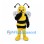 Bee Mascot Costume with Yellow Face and Veined White Wings