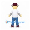 Man Mascot Costume with Headphones and White Shirt