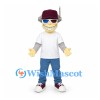 Man Mascot Costume with Headphones and White Shirt
