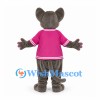 Mouse Mascot Costume in Gray with Pink Sports Jersey