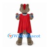 Wolf Mascot Costume with Silver Blue Armor and Red Cape