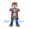 Wolf Mascot Costume with Silver Blue Armor and Red Cape
