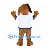 Dog Mascot Costume in Brown with White Sports Shirt