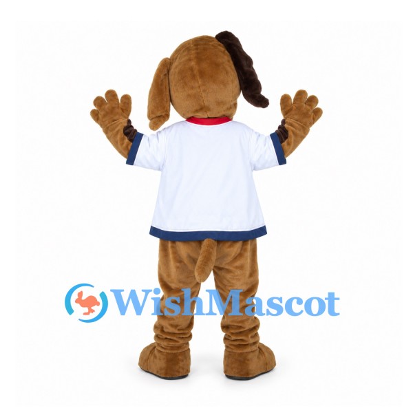 Dog Mascot Costume in Brown with White Sports Shirt
